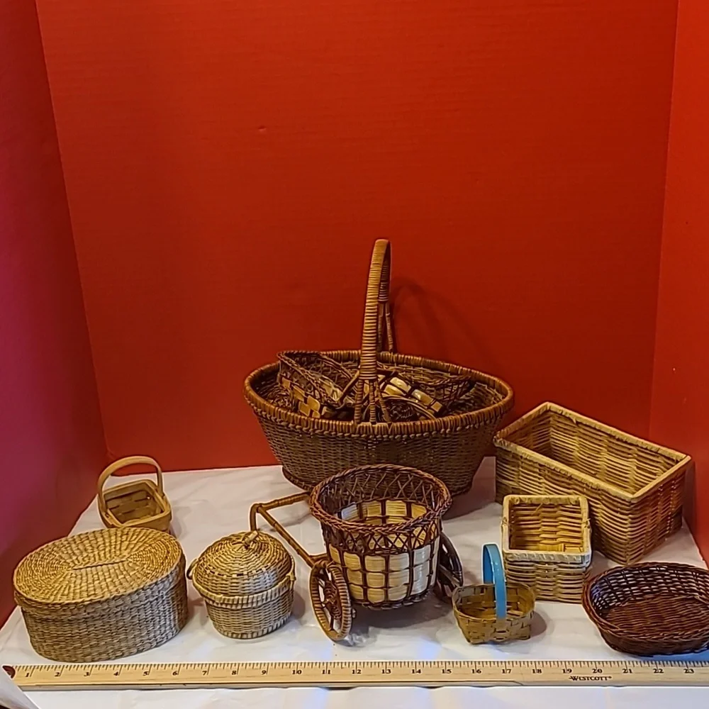 Handcrafted Wicker Basket Set - Brown - Picture 9 of 9